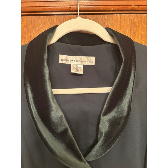 Vintage Green Long Sleeve Tailored Dress w/ Faux Velvet Accents - Picture 4 of 7